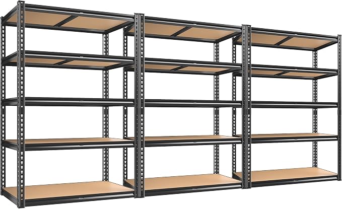 ROOMFAVE 3 Pack Garage Shelving 5 Tier Storage Shelves, 2200LBS Each | by RoomFave-organizeyourjoy