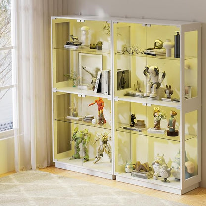 Display Cabinet with Glass Doors 4 Tier Glass Display Case with RGB LED Lights - Image 7