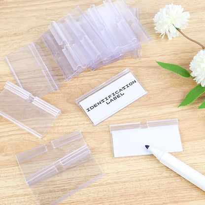50 Pcs Clear Plastic Wire Shelf Label Holders, Basket Bin Labels Clip On - Image 6