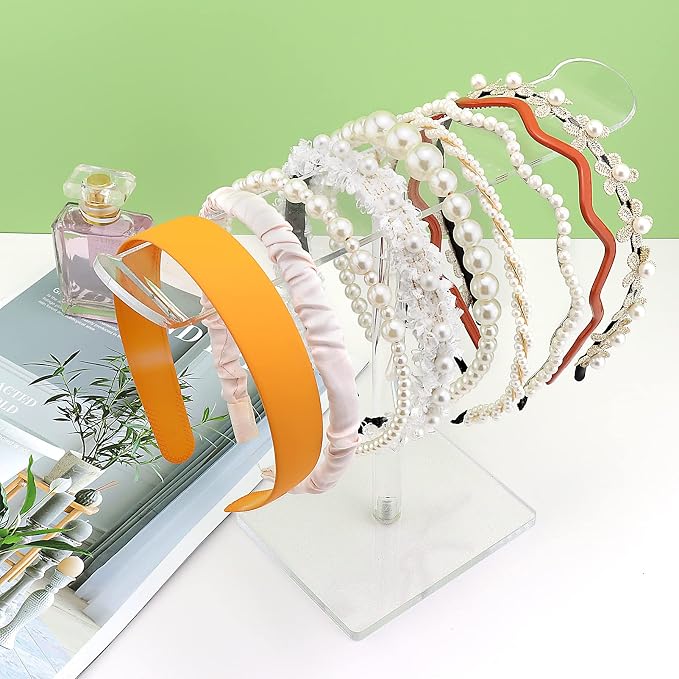 Bigfety Acrylic Headband Holder, 2 Pack Clear Headband Organizer Stand - Image 2