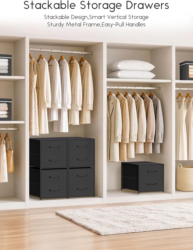 Homsorout 2 Drawers for Closet -Small Fabric Dresser Closet Storage | 1 Pack - Image 4