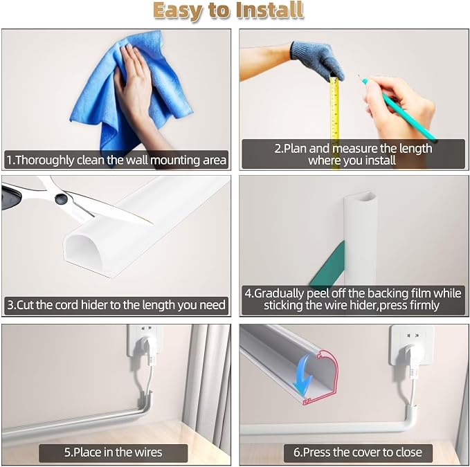 78" Side Open Cord Hider for Wall Mounted Tv, Extension Cable Cover to Hide - Image 9