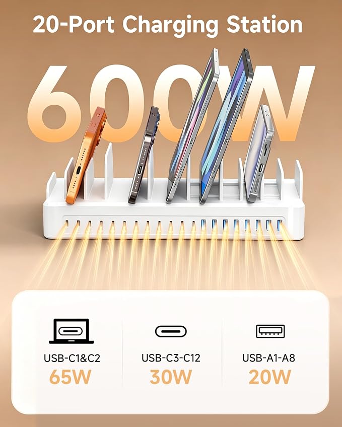 20-Port 600W Charging Station for Multiple Devices - Image 3
