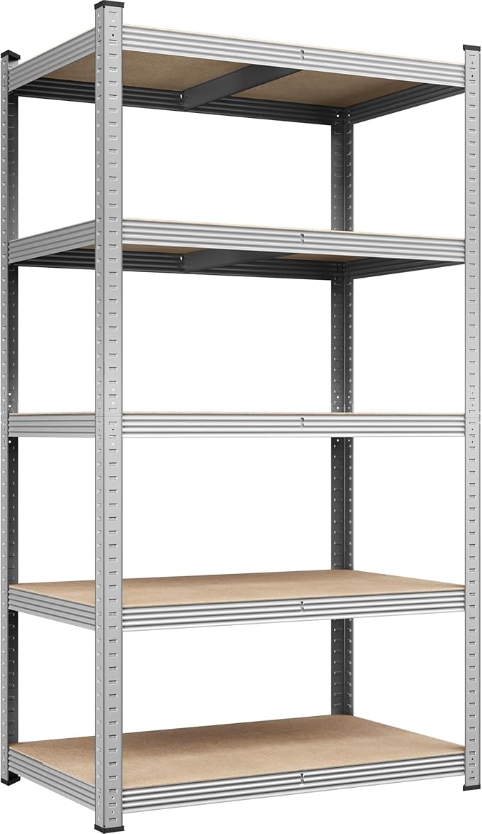 Yaheetech 5-Tier Heavy Duty Storage Shelves 35.5" W x 16" D x 71" H Silver | by Unknown
