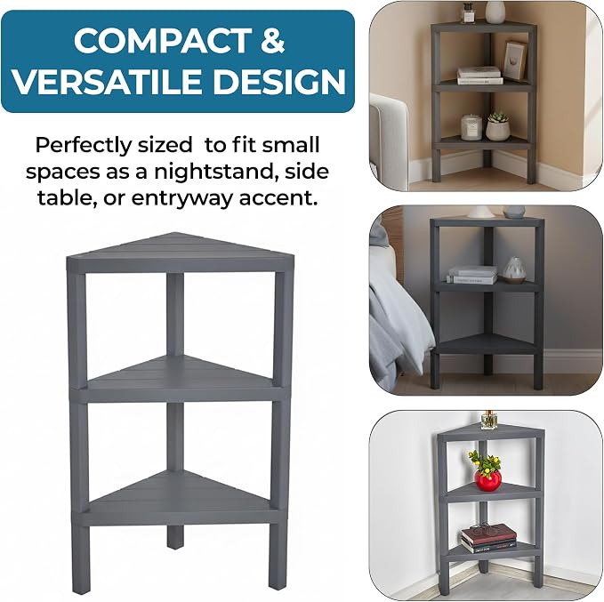 Honey-Can-Do 3-Tier Plastic Corner Storage Shelf, kitchen or office - Image 7