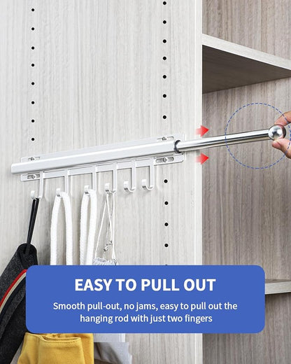 BaiNong Valet Rod for Closets Pull Out 16.5" Silver - Image 3