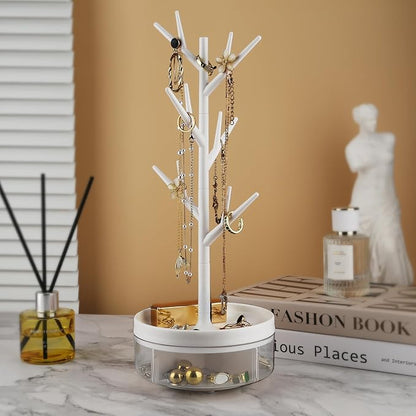 Branch Jewelry Rack With Rotatable Base and Storage Box Tree Tower Rack Hanging - Image 2