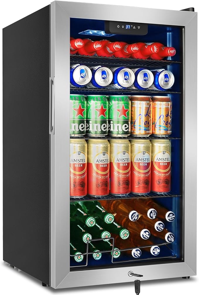 Beverage Refrigerator 126 Can, Mini Beverage Fridge Small Beverage Cooler by FoMup