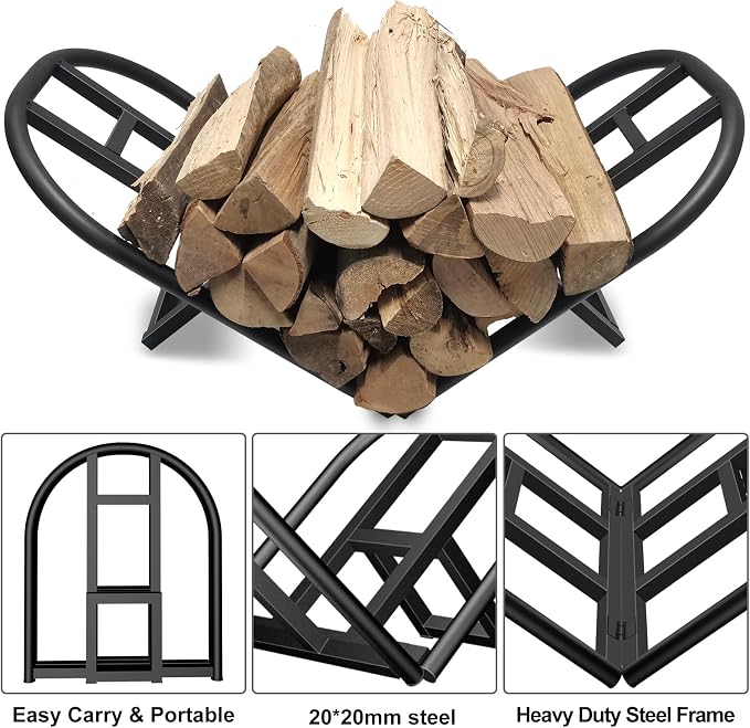 Lilybud--lily Firewood Rack Outdoor Indoor, Foldable Wood Rack Metal Firewood - Image 3