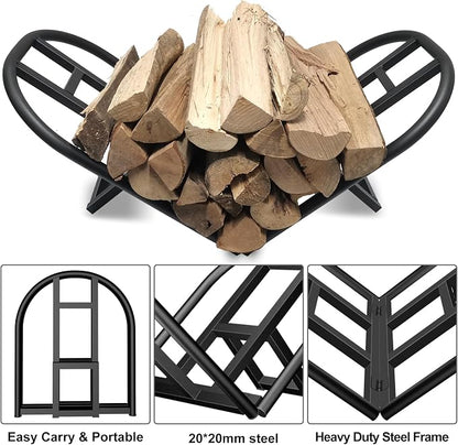 Lilybud--lily Firewood Rack Outdoor Indoor, Foldable Wood Rack Metal Firewood - Image 3