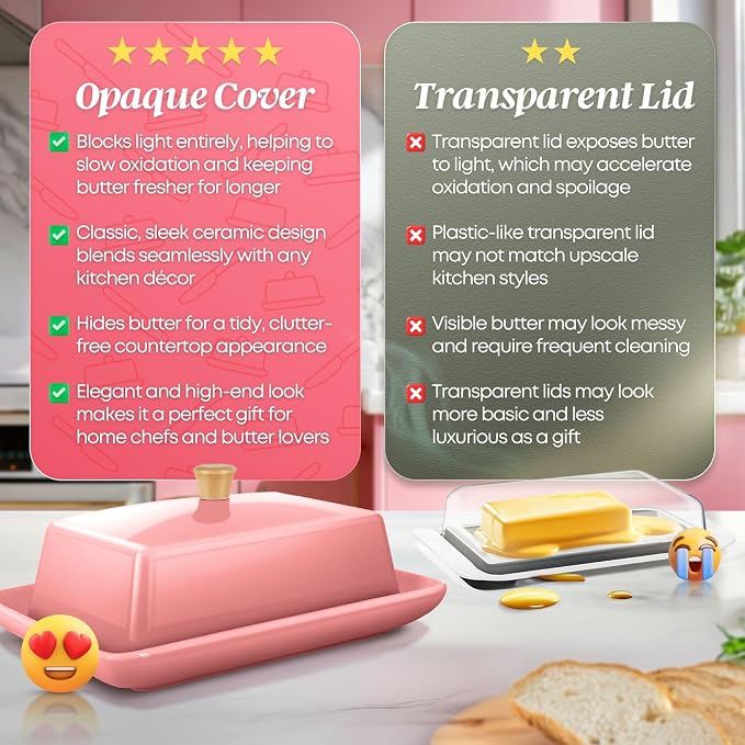Flexzion Ceramic Pink European Butter Dish - Image 5