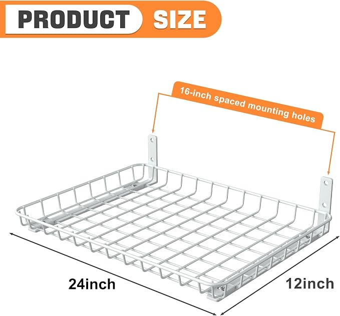TORACK 2 Pack 12x24 inch Wall-Mounted Shelf, Garage Wall Shelves - Image 3