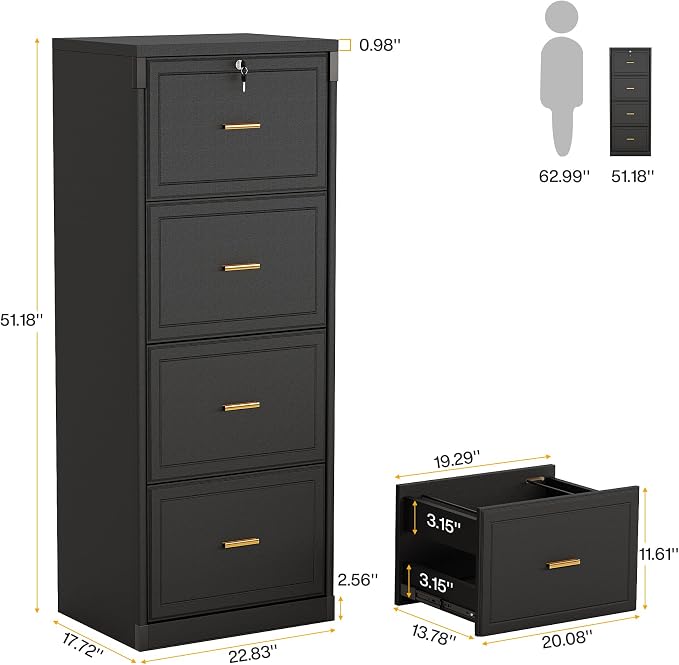 Tribesigns 4-Drawer File Cabinet - Image 2