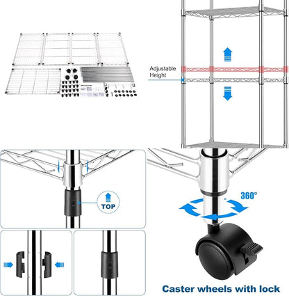 Himimi 5-Tier Storage Shelf Wire Shelving Unit on Wheels Heavy Duty Metal - Image 4