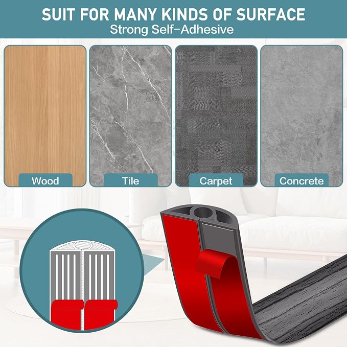 Floor Cord Cover Self Adhesive Cord Hider Floor Extension Cord Covers - Image 4