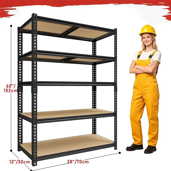 60" H Heavy Duty Storage Shelves, 2400LBS Capacity Metal Shelving Unit - Image 3