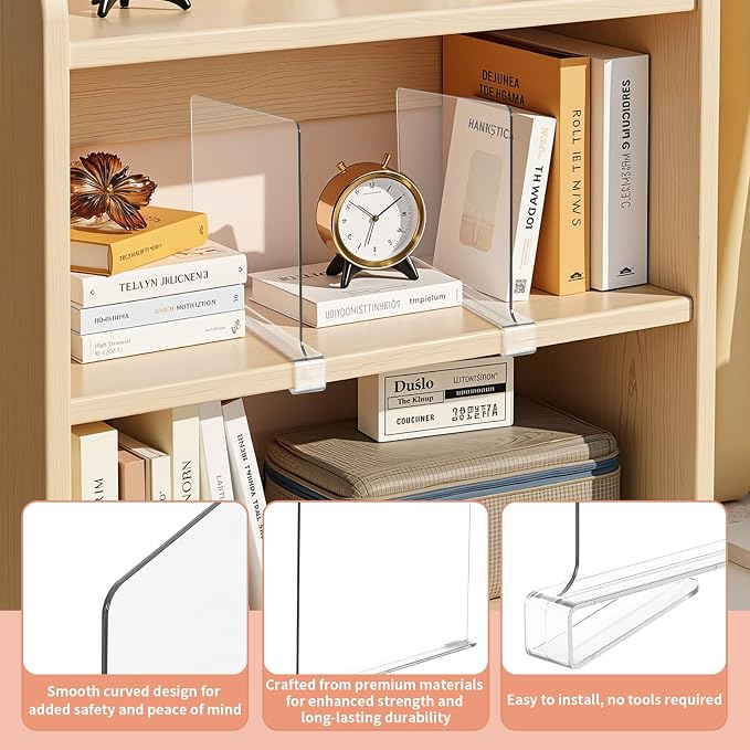 10 Pack Clear Shelf Dividers for Closets, Acrylic Dividers for Shelves - Image 4