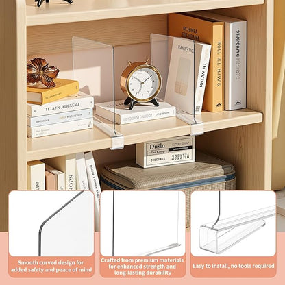 10 Pack Clear Shelf Dividers for Closets, Acrylic Dividers for Shelves - Image 4