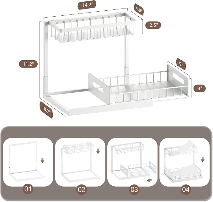 VUSIGN 2 Tier Under Sink Organizer and Storage, Slide Out Pull Out Cabinet - Image 5
