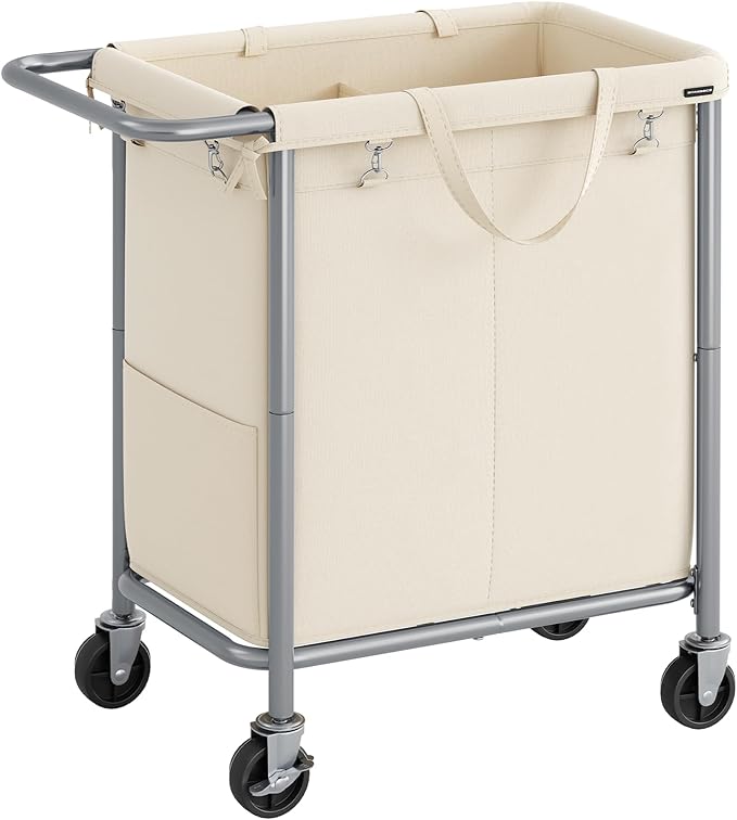 SONGMICS Laundry Basket with Wheels, 2-Section Rolling Laundry Hamper, 37 by SONGMICSbySONGMICSHOME