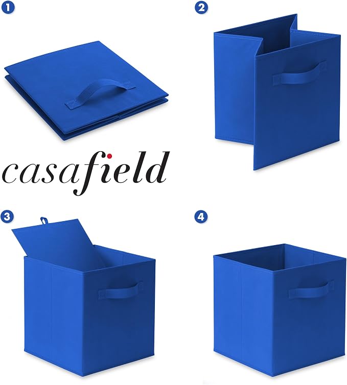 Casafield Set of 6 Collapsible Fabric Cube Storage Bins, Royal Blue - Image 6