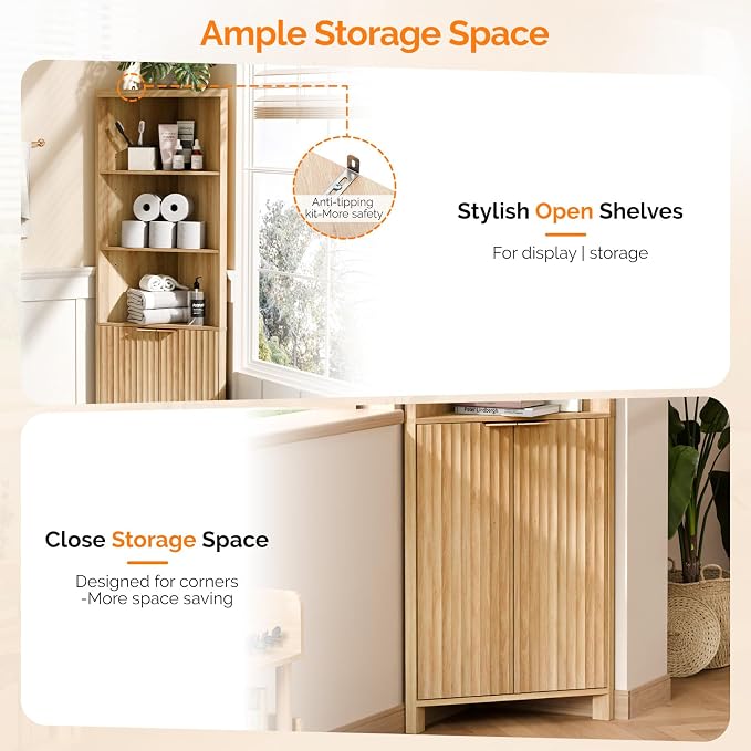 VINGLI 68" Tall Corner Cabinet - Image 4