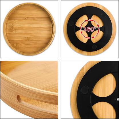 Wooden Lazy Susan Organizer for cabinet-12 Inch Bamboo Kitchen Turntable - Image 6
