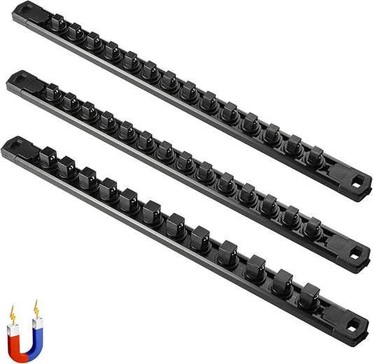 ALOANES 3-Piece Magnetic Socket Organizer, Heavy Duty Aluminum Rails, 360 by Aloanes