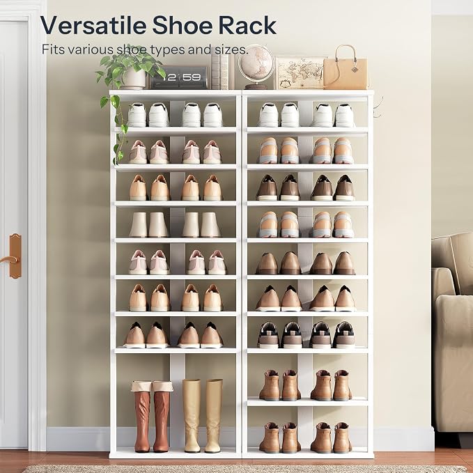HOOBRO 10 Tiers Vertical Shoe Rack, Wooden Shoe Storage Organizer - Image 4