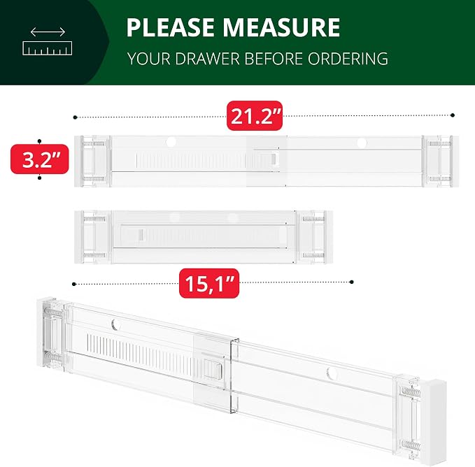 Clear Drawer Dividers Organizers, Adjustable Expandable Drawer Divider Organizer - Image 3