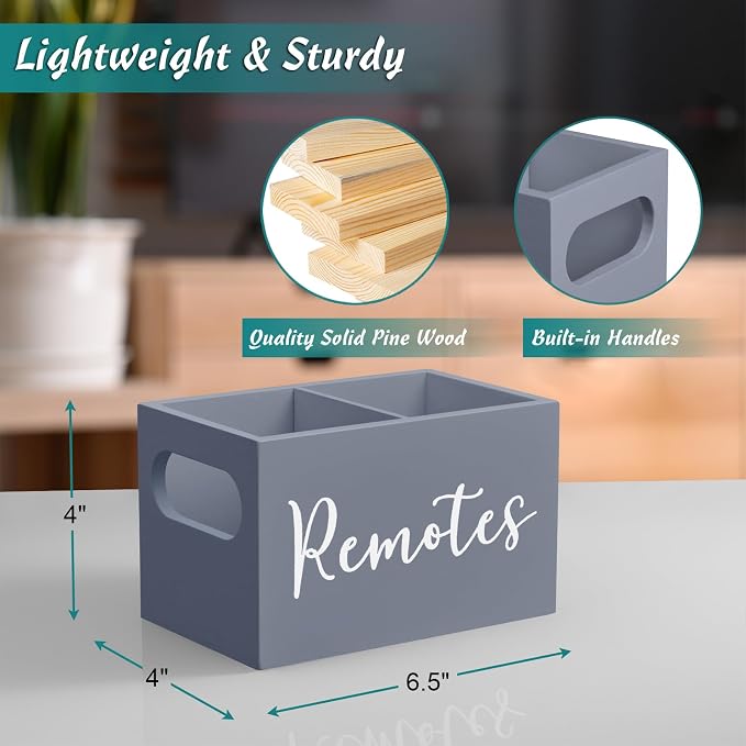 DRASTAR Remote Control Holder, Wood TV Remote Holder, Remote Storage Caddy - Image 3