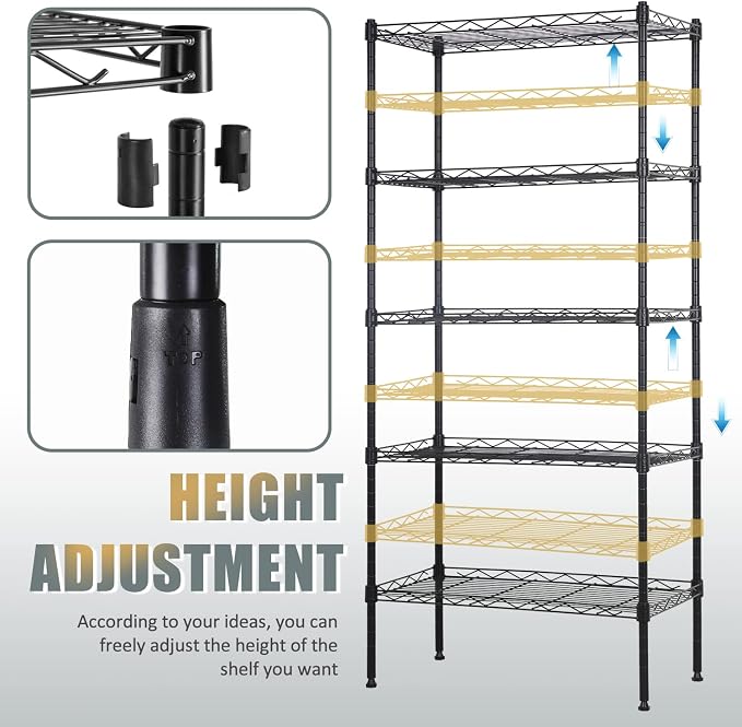 NChanmar 5-Tier Metal Shelving Unit Storage Shelves 48"x21"x12" Heavy Duty - Image 5