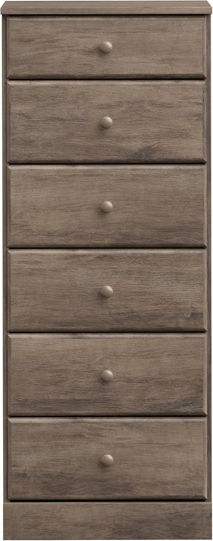 Prepac Astrid Tall Gray Dresser: 16.5"D x 19.75"W x 50"H, 6-Drawer Chest - Image 9