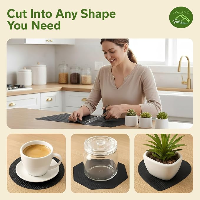 EVALAND Shelf Liners for Kitchen Cabinets Non-Adhesive 17.7" x 33 FT Black - Image 8