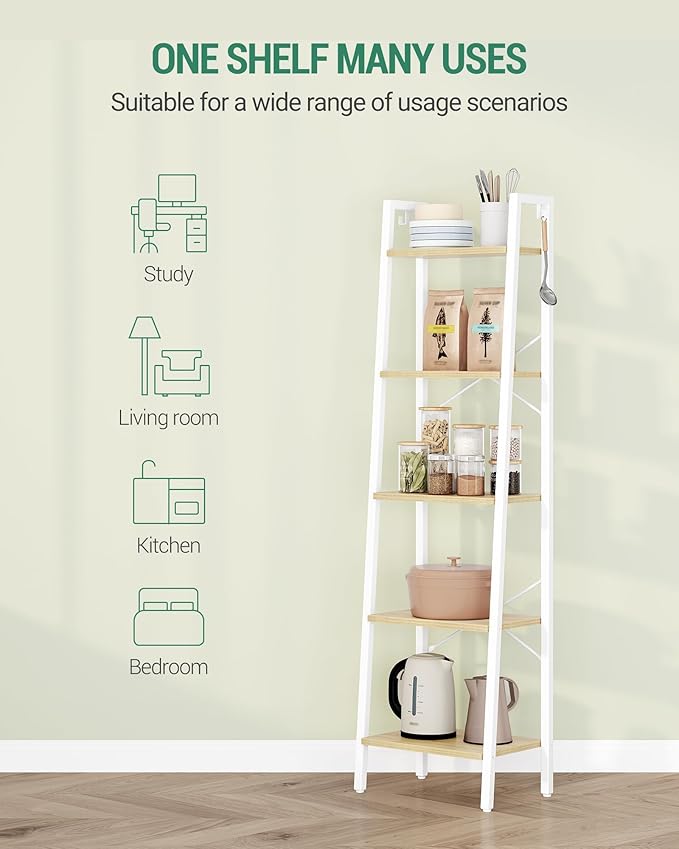 Hzuaneri Ladder Shelf, Freestanding Corner Storage Shelf | Bookcase - Image 4