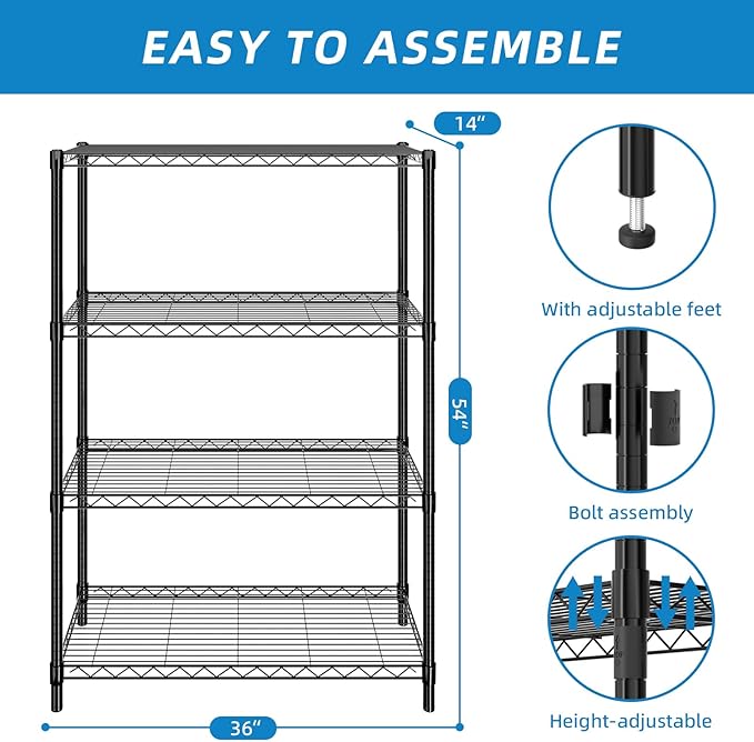 Guan River 4-Shelf Adjustable Metal Wire Shelving, Sturdy and Durable, Storage - Image 2