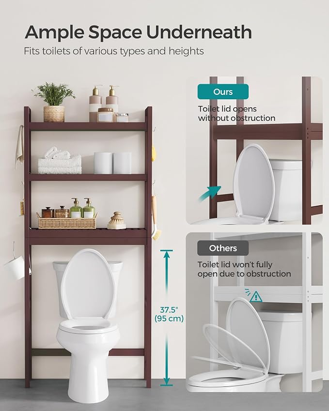 SONGMICS Over The Toilet Storage, 3-Tier Over Toilet Bathroom Organizer - Image 7