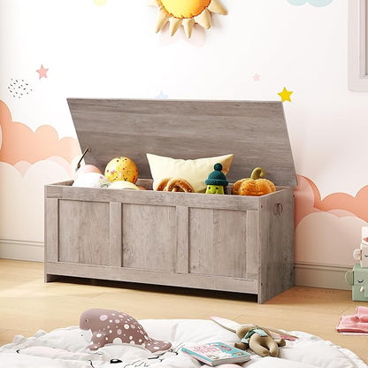 HOOBRO Storage Bench, 39.3" Retro Wooden Storage Chest, Wooden Storage Trunk - Image 4