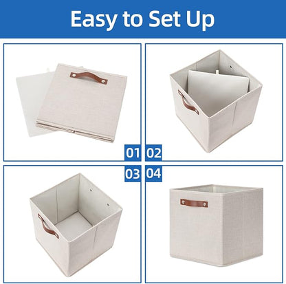 Temary Cube Storage Bins 12 Inch Storage Cubes 4PCs Fabric Organizer Bins Boxes - Image 7