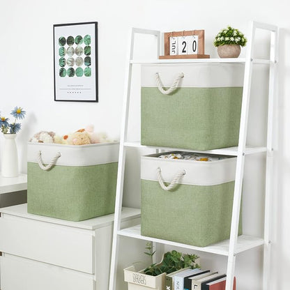 Bidtakay Cubby Storage Bins Set of 3 Fabric Baskets - Image 3