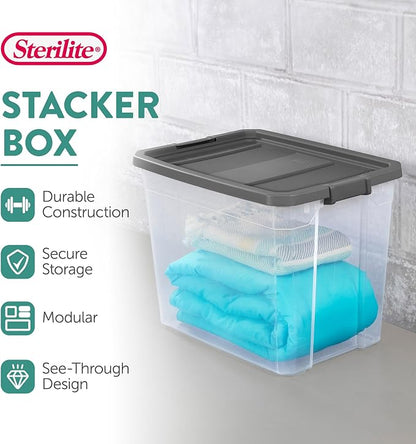 Sterilite 12-Pack Modular Stacker Box, Durable Clear Plastic Storage Bins - Image 4
