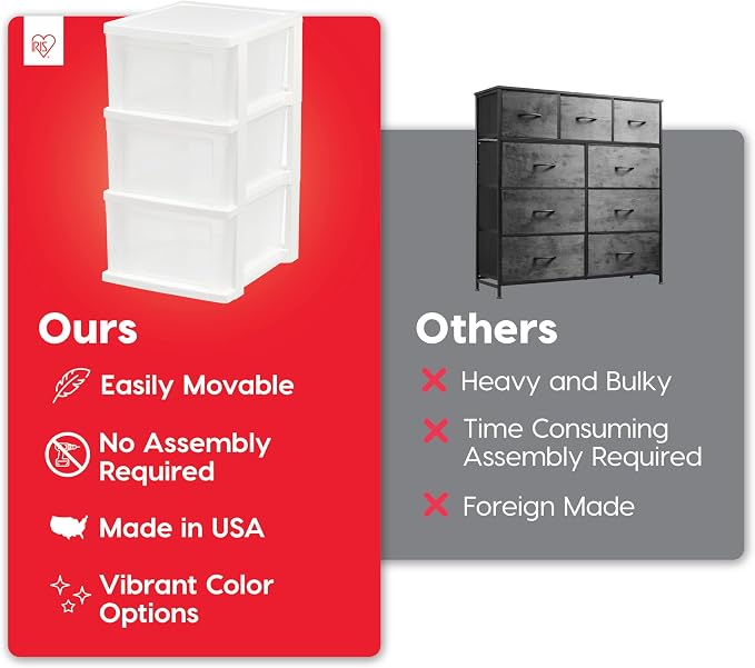 IRIS USA 3-Drawer Slim Narrow Storage Organizer, school essentials, beauty items - Image 4
