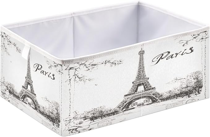 Storage Basket Paris Eiffel Tower Foldable 15.7 x 10.6 x 7 In Cube Storage Bin by WELLDAY