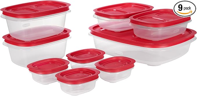 Rubbermaid EasyStore Large Containers, 18-Piece Set, Food Storage Containers by Rubbermaid