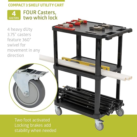 Pearington 3-Tier Compact Multi-Purpose Plastic Utility Cart - Image 6