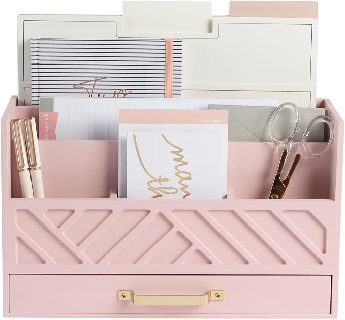 BLU MONACO | Pink Desk Organizers Wooden Mail Organizer by Blu_Monaco