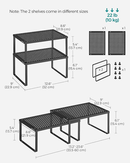 SONGMICS Spice Racks, Countertop Organizers, Shelf Risers, Expandable, Ink - Image 2