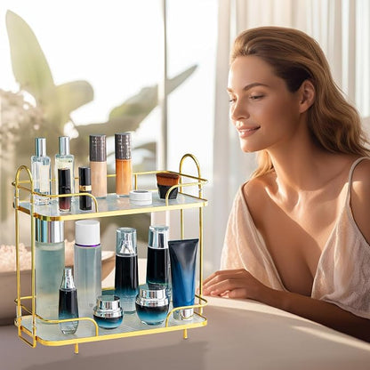 Seoneiro 2 Tier Corner Bathroom Counter Organizer, Cosmetic Skincare Organizer - Image 7