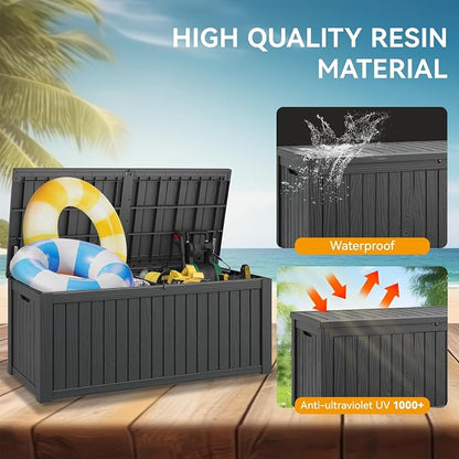 150 Gallon Outdoor Storage Box, Resin Deck Boxes Outdoor Waterproof - Image 3