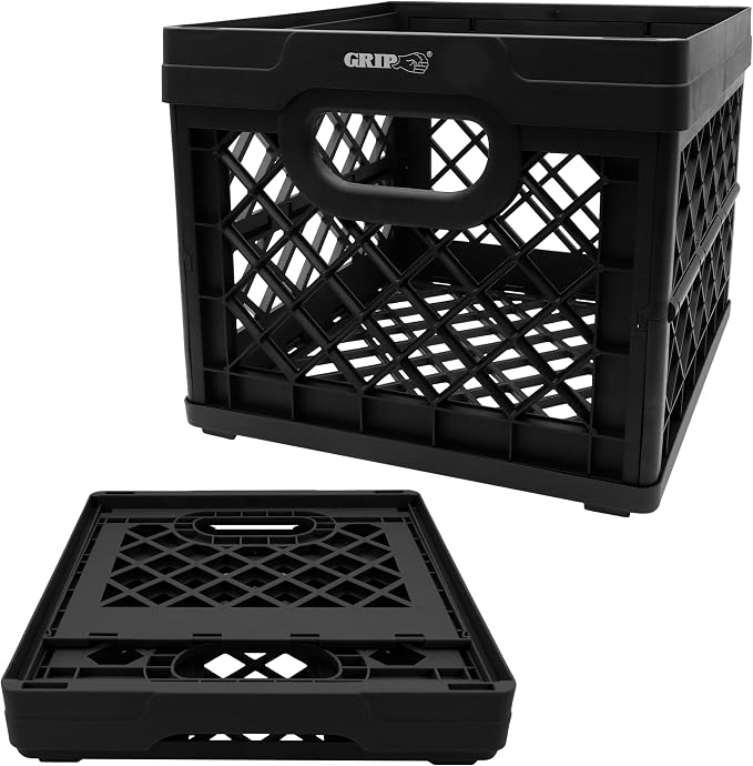 Grip Folding Stackable Storage Bin, 6 Gallon by GRIP